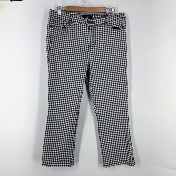 Sanctuary Denim Pants - Sanctuary Denim Connector Kick Crop Gingham Checkered Pants Black White Size 33